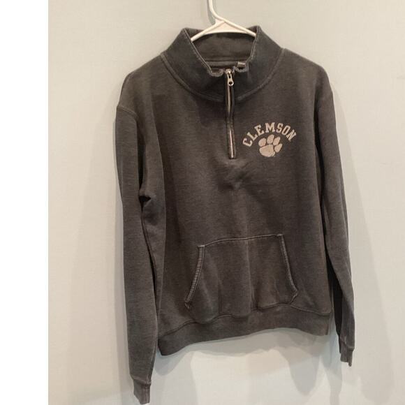 Vintage Triblend Sweats League Quarter Zip Size Medium M Clemson Tiger Grey SC - Picture 1 of 9